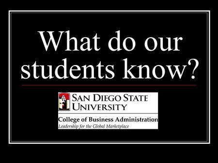 What do our students know?. What do we want our UG students to know? Student Learning Outcome Cycle #1 Assessed in: Cycle #2 Assessed in: Cycle #3 Assessed.