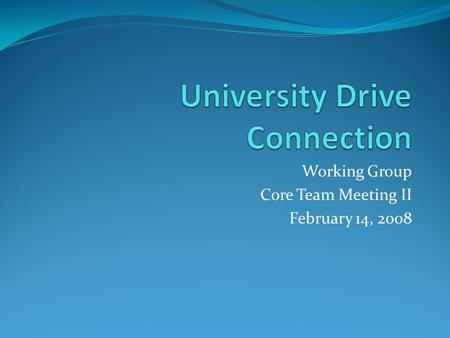 Working Group Core Team Meeting II February 14, 2008.