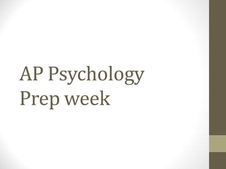 AP Psychology Prep week. Agenda Tuesday, 4/22 Return ch 15 & 16 test What is the essential information on each unit? Test corrections *reminder: free.