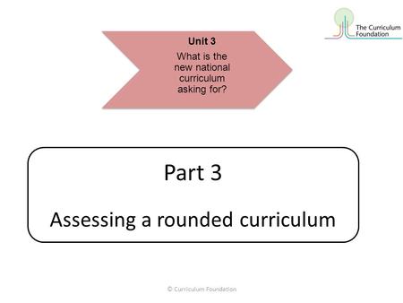 © Curriculum Foundation Part 3 Assessing a rounded curriculum Unit 3 What is the new national curriculum asking for?