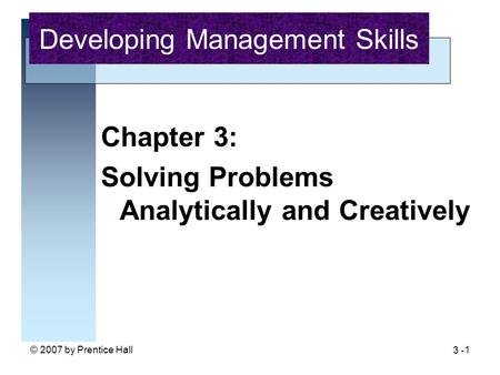 Developing Management Skills