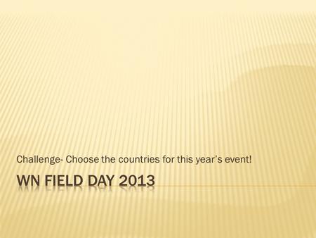 Challenge- Choose the countries for this year’s event!