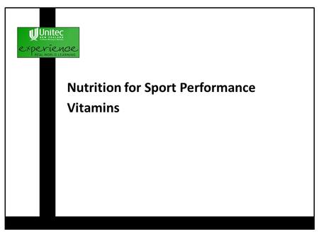 Nutrition for Sport Performance Vitamins