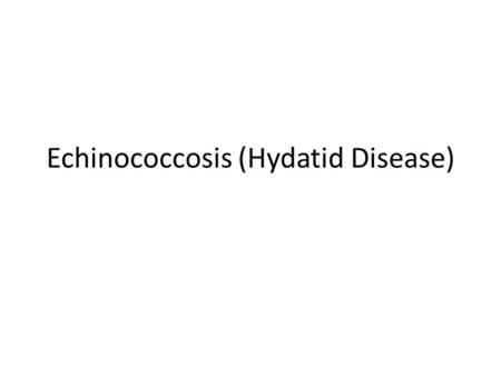 Echinococcosis (Hydatid Disease)