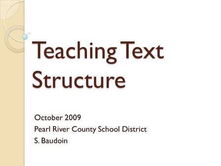 Teaching Text Structure