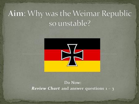 Do Now: Review Chart and answer questions 1 – 3. Party May 1928 Sept. 1930 July 1932 Nov. 1932 Mar. 1933 Nov. 1933 National Socialist (Nazi)12108230196288661.