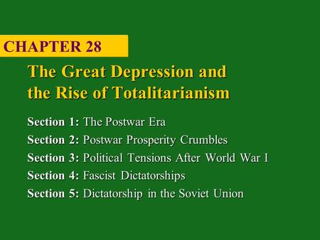 The Great Depression and the Rise of Totalitarianism