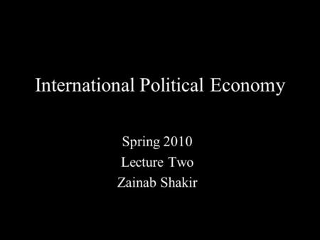 International Political Economy