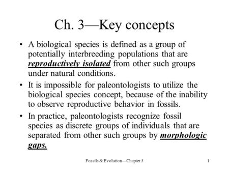 Fossils & Evolution—Chapter 3