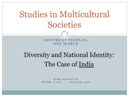 Studies in Multicultural Societies