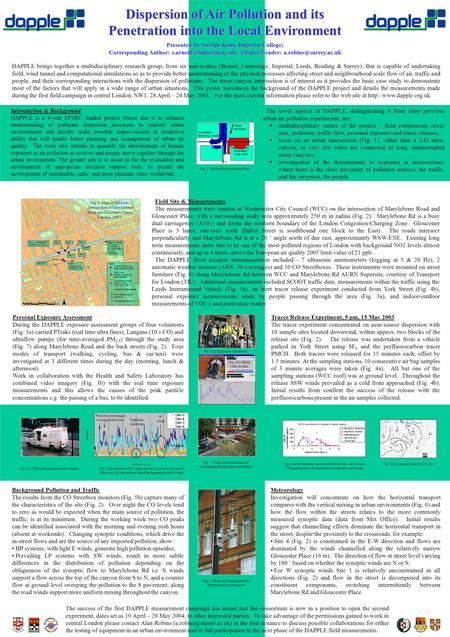 Introduction & Background DAPPLE is a 4-year EPSRC funded project whose aim is to enhance understanding of pollutant dispersion processes in realistic.