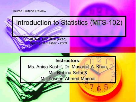 Introduction to Statistics (MTS-102)