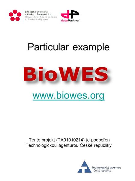 Particular example www.biowes.org Tento projekt (TA01010214) je podpořen Technologickou agenturou České republiky www.biowes.org.