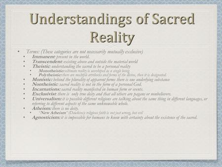 Understandings of Sacred Reality