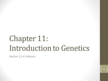 Chapter 11: Introduction to Genetics