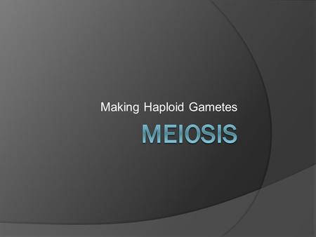 Making Haploid Gametes  Both chromosomal problems (monosomy/trisomy & breakage) are result of improper haploid cell formation/division in process known.