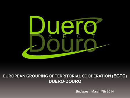 EUROPEAN GROUPING OF TERRITORIAL COOPERATION (EGTC) DUERO-DOURO Budapest, March 7th 2014.