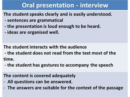 Oral presentation - interview