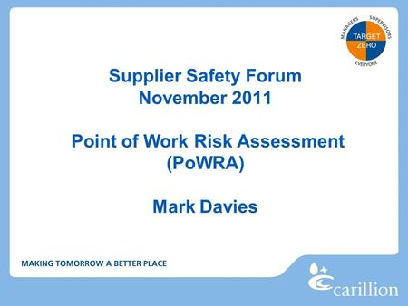 Point of Work Risk Assessment