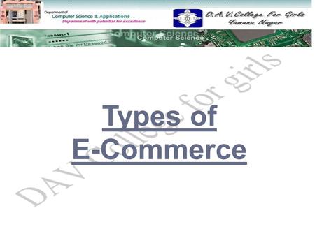 Types of E-Commerce.  Definition of Commerce Definition of Commerce  What is a network What is a network  What is E-commerce What is E-commerce  Types.