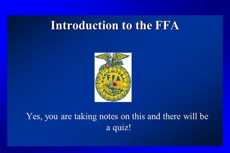 Introduction to the FFA