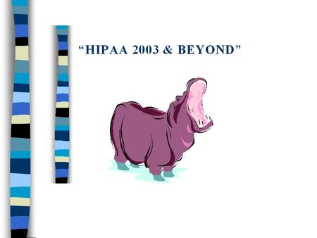 “HIPAA -- -- Beyond April 14, 2003” n “BUILDING HIPAA COMPLIANCE” Beyond April 14, 2003”