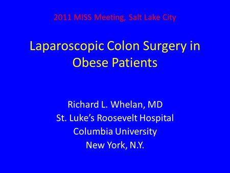 Laparoscopic Colon Surgery in Obese Patients