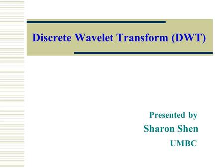 Discrete Wavelet Transform (DWT)