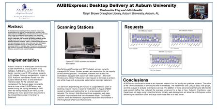 Abstract AUBIExpress: Desktop Delivery at Auburn University Pambanisha King and Juliet Rumble Ralph Brown Draughon Library, Auburn University, Auburn,