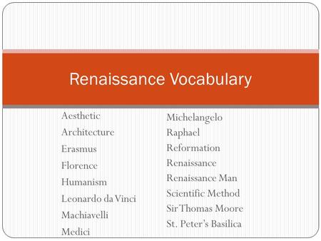 Renaissance Vocabulary