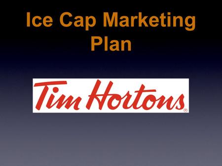 Ice Cap Marketing Plan. Marketing Concept Serving Ice Cap faster - Production change Making Ice Cap affordable - Price Cut.