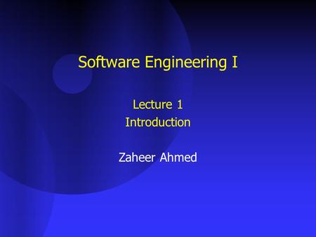 Software Engineering I