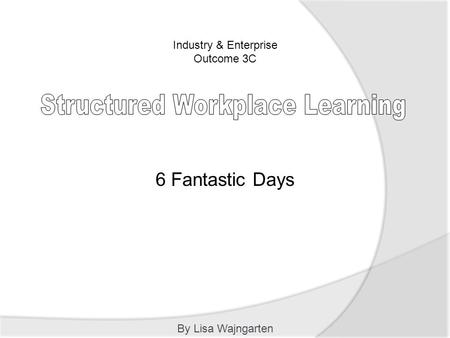 Industry & Enterprise Outcome 3C By Lisa Wajngarten 6 Fantastic Days.