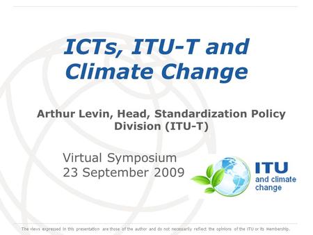 ICTs, ITU-T and Climate Change