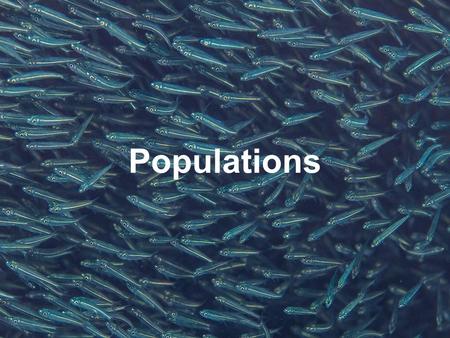 Populations. A group of individuals that belong to the same species and live in the same area, at the same time. A population is an interbreeding (and.