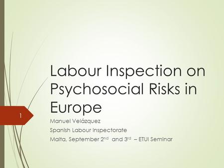 Labour Inspection on Psychosocial Risks in Europe