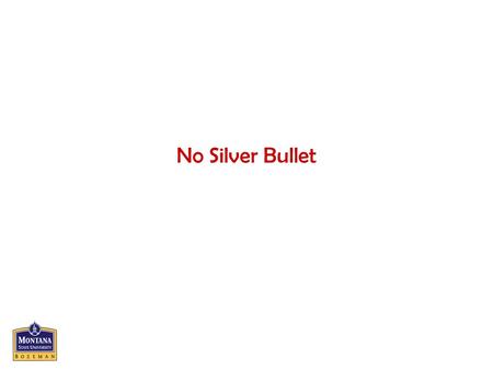 No Silver Bullet. CS460 - Senior Design Project I (AY2004)2 No silver bullet No Silver Bullet –– a paper by Fred Brooks, Professor of Computer Science.