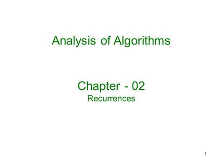 Analysis of Algorithms