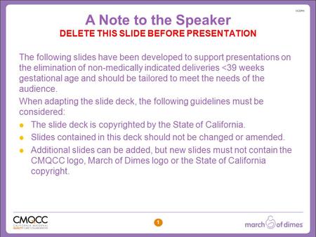 Click to edit Master title style Click to edit Master subtitle style 1 A Note to the Speaker DELETE THIS SLIDE BEFORE PRESENTATION The following slides.