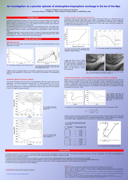 An investigation on a peculiar episode of stratosphere-troposphere exchange in the lee of the Alps I. Ialongo, S. Palmieri, G. R. Casale and A. M. Siani*