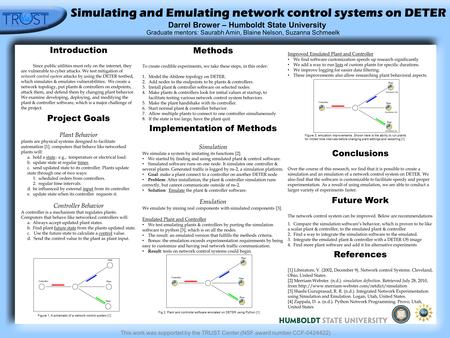 This work was supported by the TRUST Center (NSF award number CCF-0424422) Introduction Since public utilities must rely on the internet, they are vulnerable.