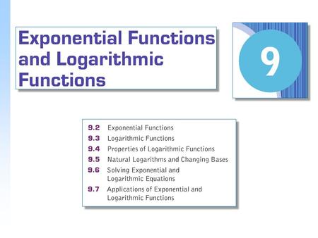 Exponential Growth Exponential Decay Graph the exponential function given by Example Graph the exponential function given by Solution x y, or f(x)