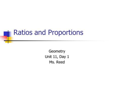 Ratios and Proportions