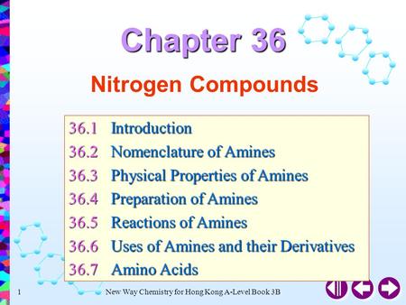 New Way Chemistry for Hong Kong A-Level Book 3B1 Nitrogen Compounds 36.1Introduction 36.2Nomenclature of Amines 36.3Physical Properties of Amines 36.4Preparation.