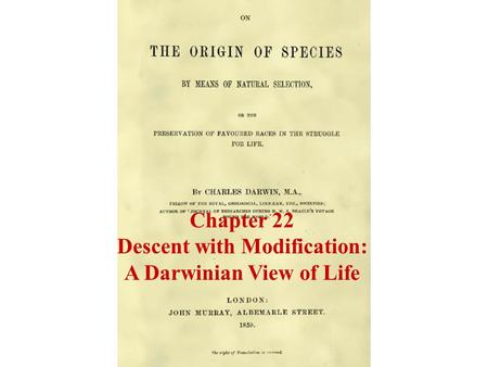 Chapter 22 Descent with Modification: A Darwinian View of Life.