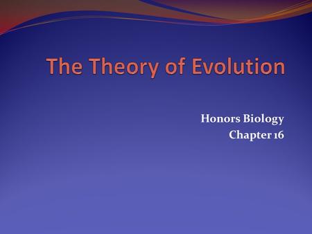 The Theory of Evolution