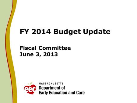 FY 2014 Budget Update Fiscal Committee June 3, 2013.