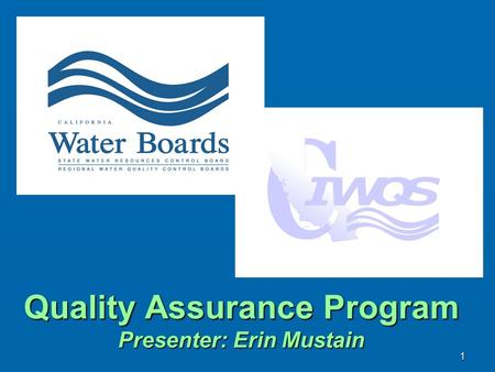 Quality Assurance Program Presenter: Erin Mustain 1.