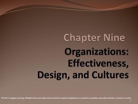 © 2013 Cengage Learning. All Rights Reserved. May not be scanned, copied or duplicated, or posted to a publicly accessible website, in whole or in part.