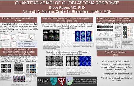 QUANTITATIVE MRI OF GLIOBLASTOMA RESPONSE Bruce Rosen, MD, PhD Athinoula A. Martinos Center for Biomedical Imaging, MGH. Future Plans/Upcoming Trials Reproducibility.